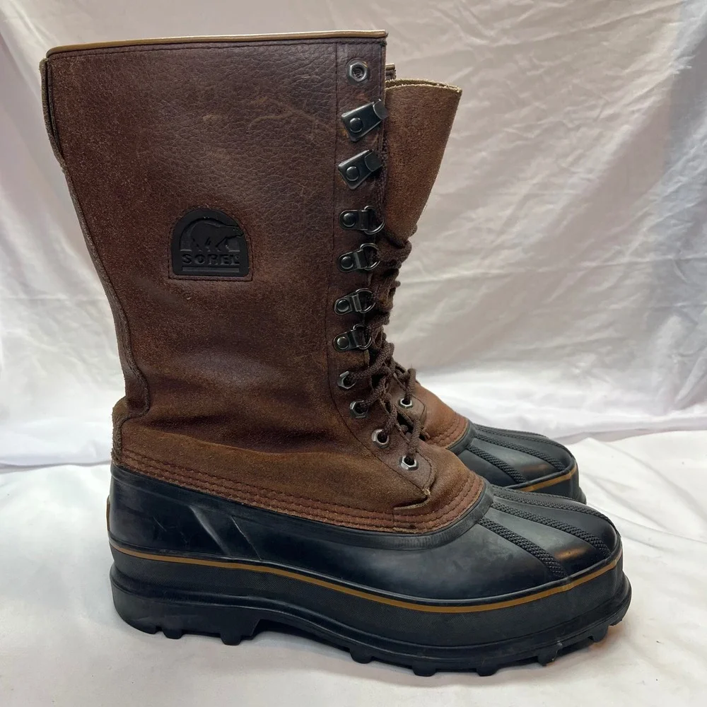 Sorel Maverick NM1080-200 Mens Brown Leather Rubber Winter Snow Boots Size 11.5